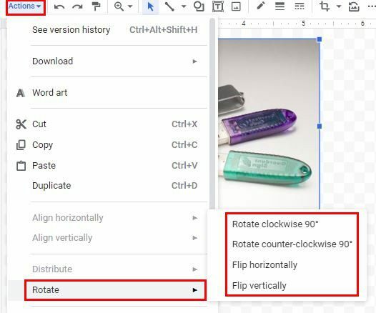 Flip-optie Google Docs