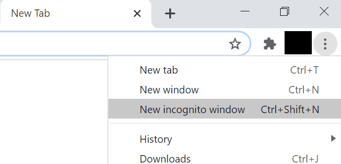 neuer Inkognito-Fensterbrowser