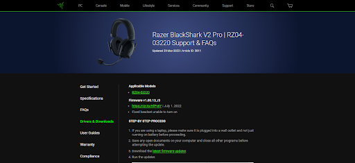 lataa uusin razer headset -ohjain