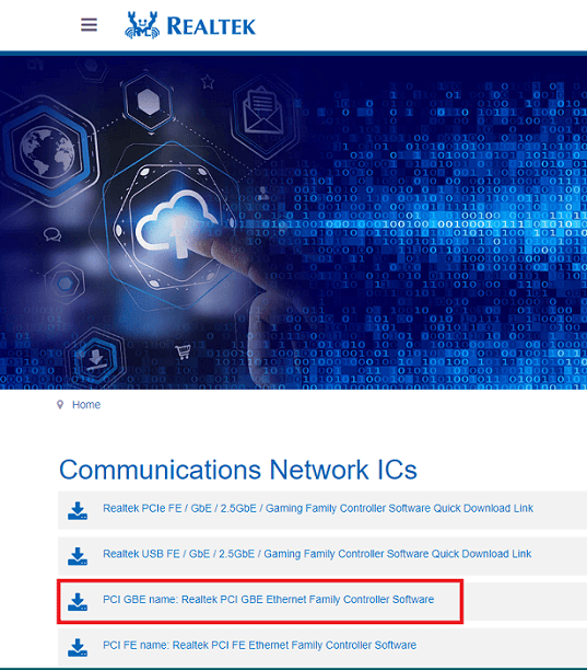 שם PCI GBE Realtek PCI GBE Ethernet Family Controller