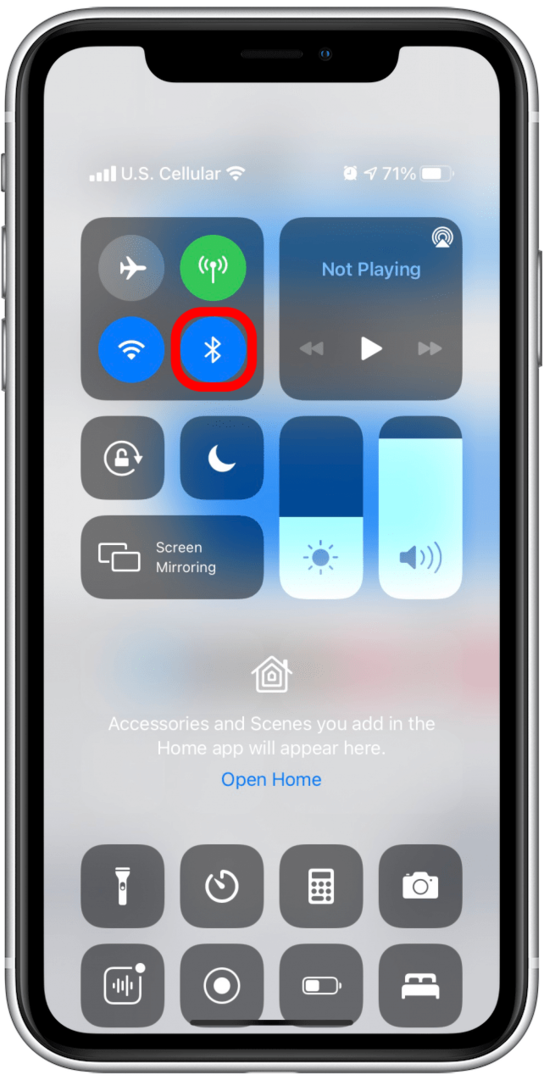 Bluetooth on sisse lülitatud, kui ikoon on sinine