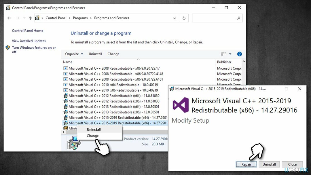 Visual C++-Installation reparieren
