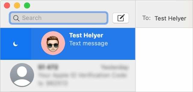 Ne zavarjanak hold ikon a Messages alkalmazásban Mac rendszeren