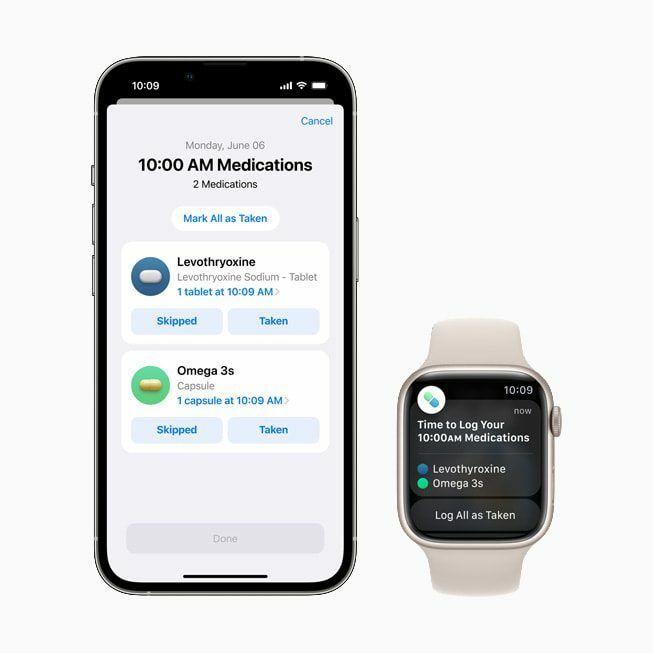 watchOS 9 -lääkkeet