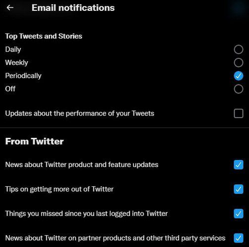 Notifications par e-mail Twitter