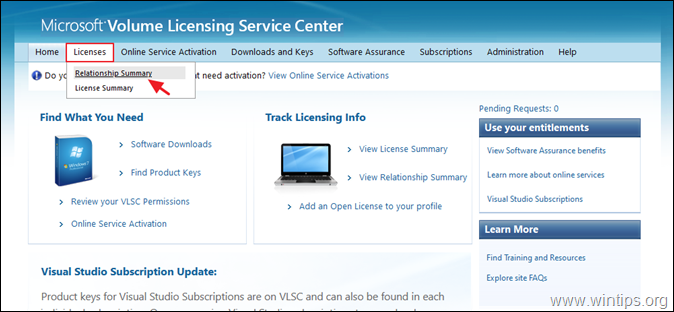 Microsoft Volume Licensing Service Center