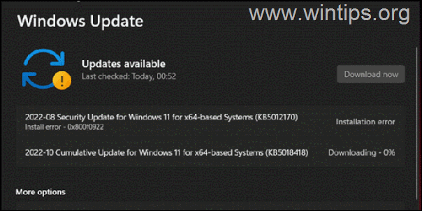 FIX: 0x800f0922 Eroare de actualizare Windows 11. 