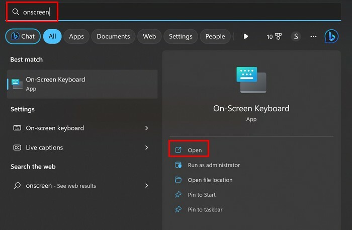 ekran klavyesinde arama Windows 11