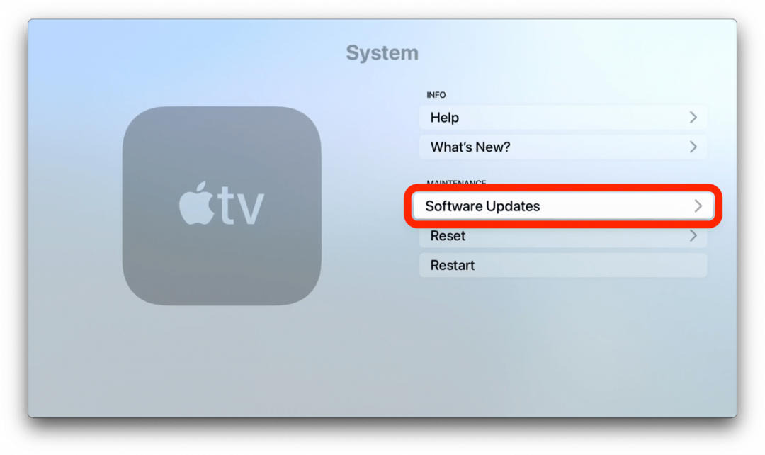 Apple TV განახლება ავტომატურად