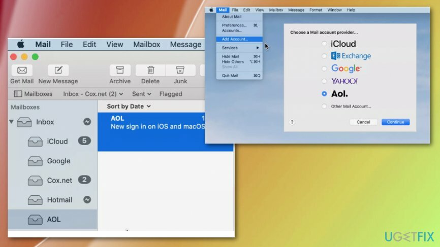 Siapkan email AOL di Mac