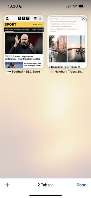 Wis tabbladen in Safari Screenshot