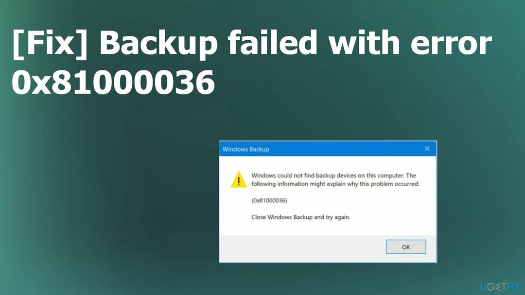 O backup falhou com o erro 0x81000036