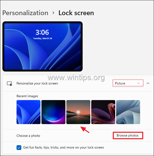 Setați imaginea ca fundal ecran de blocare Windows 11