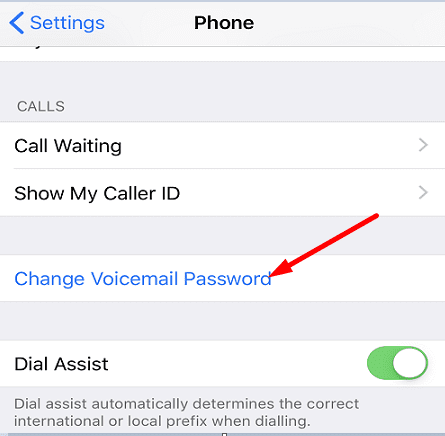 Změnit-Hlasová schránka-Heslo-iOS