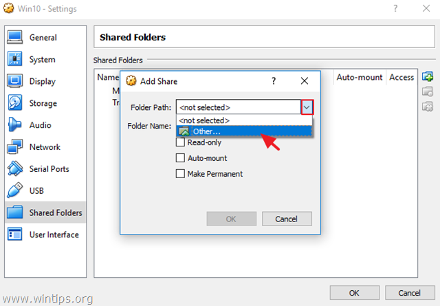 setup folder sharing virtualbox