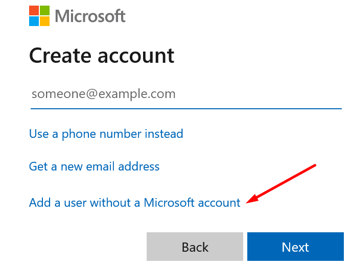 pievienot lietotāju bez Microsoft konta