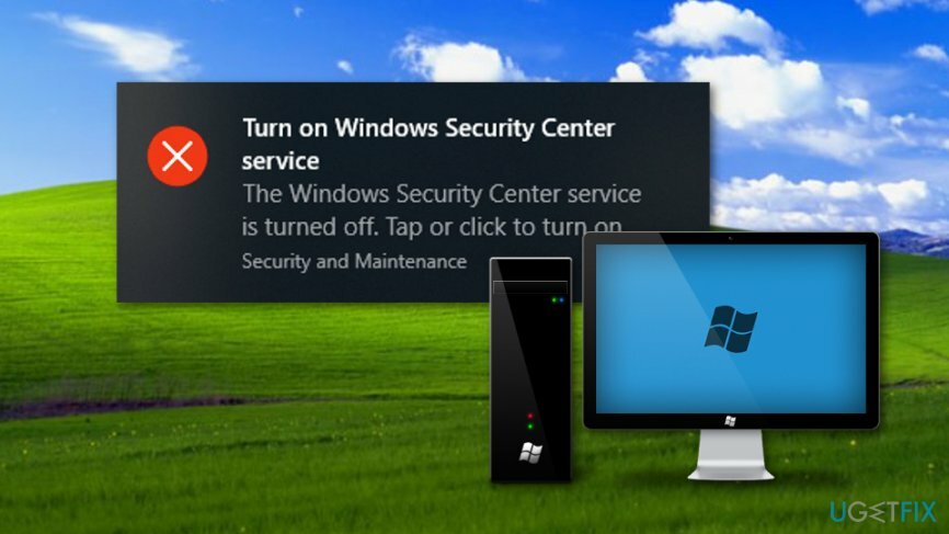 " ჩართეთ Windows უსაფრთხოების ცენტრის სერვისი" ამომხტარი ფანჯარა Windows 10-ზე