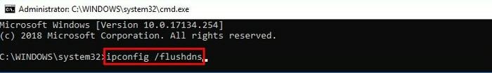 Kirjoita komentokehotteeseen ipconfig flushdns