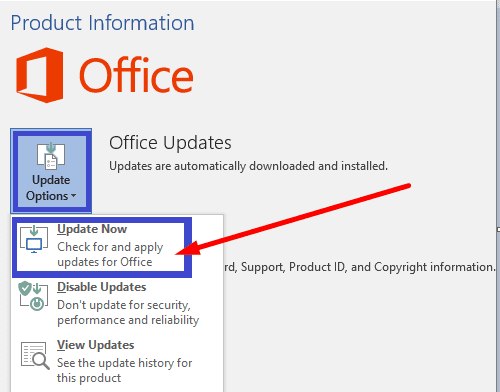 обновить Microsoft Office