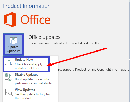 mettre à jour Microsoft Office