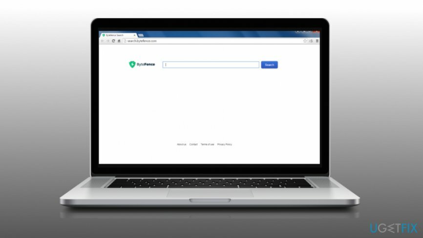 Meklēšanas attēls. ByteFence.com pārlūkprogrammas nolaupītājs