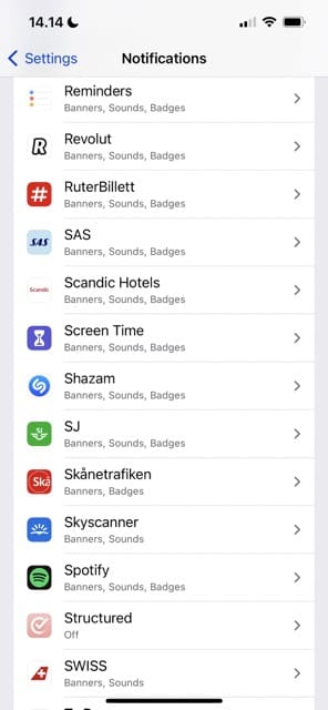 Nastavení karty Oznámení Snímek obrazovky App Store