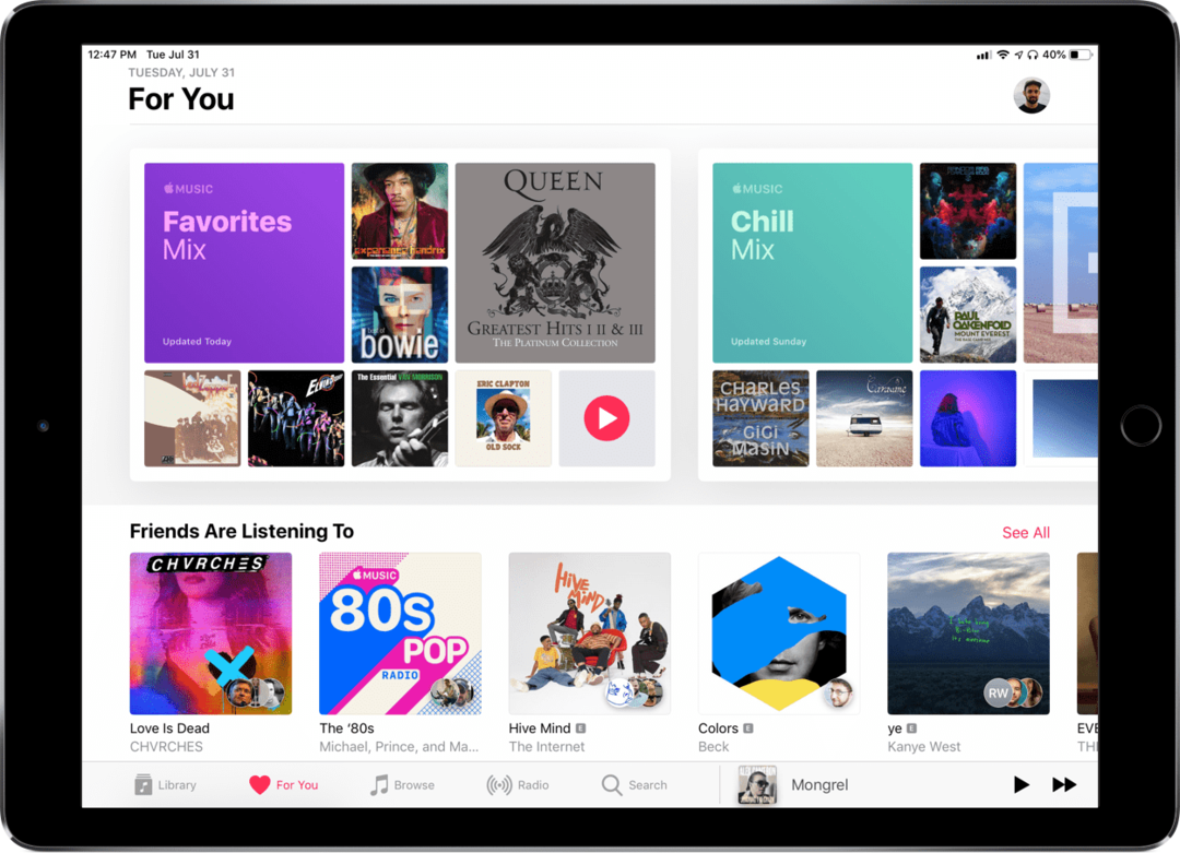 Свежа разбъркана Apple Music