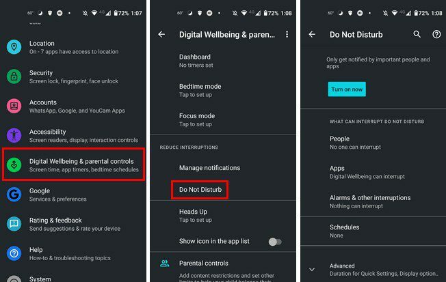 Android Ayarları Rahatsız etmeyin