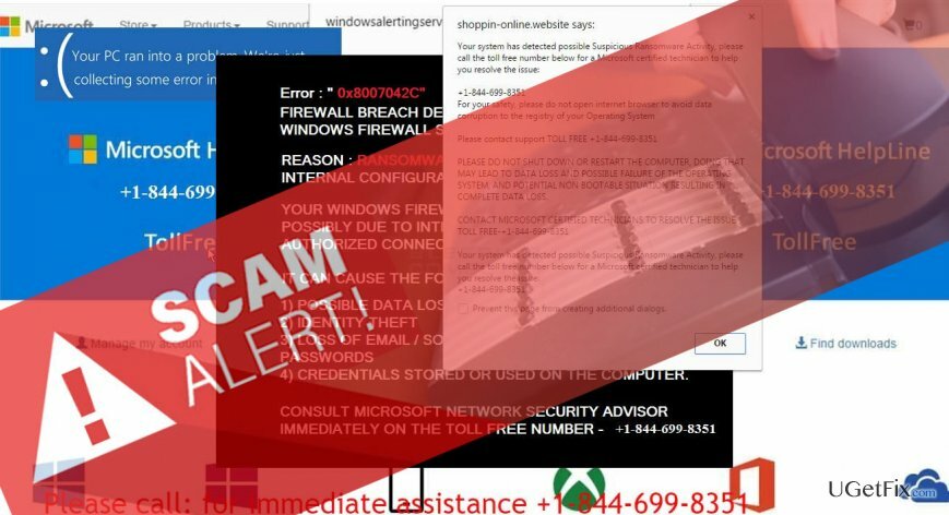 snímka obrazovky podvodu „Zistila sa podozrivá aktivita ransomvéru“.