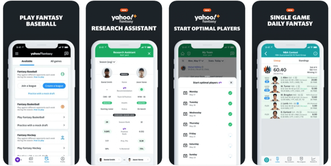 Yahoo приложение для фэнтези и ежедневных занятий спортом