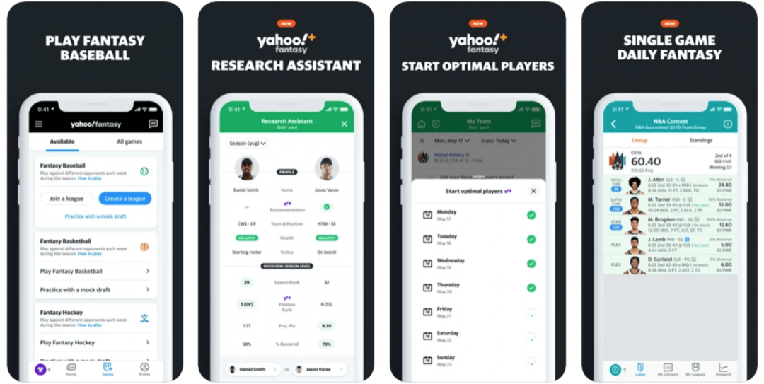 yahoo fantasy och daglig sport app