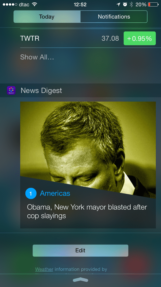 Widget del Centro notifiche iOS - Yahoo News