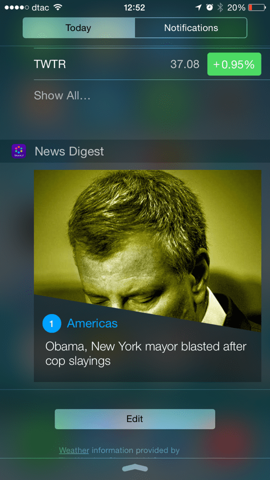iOS Notification Center Widgets - Yahoo News