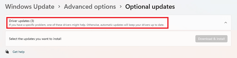 Status de atualizações de driver no Windows 11