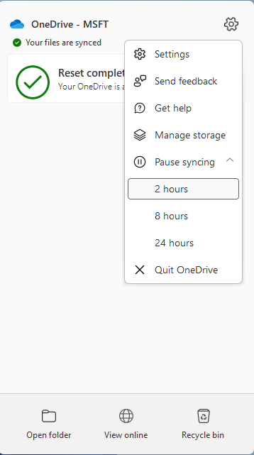 Как приостановить OneDrive из системного трея