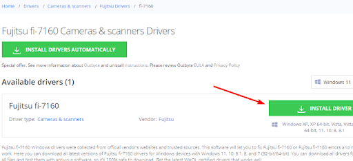 Baixe o driver Fujitsu Fi-7160 no site do fabricante