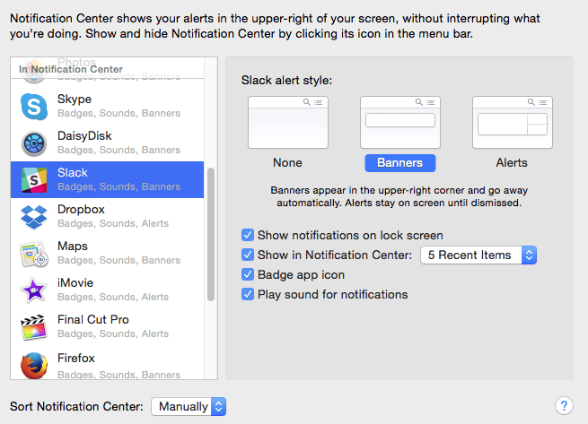 Notificações de Macbook