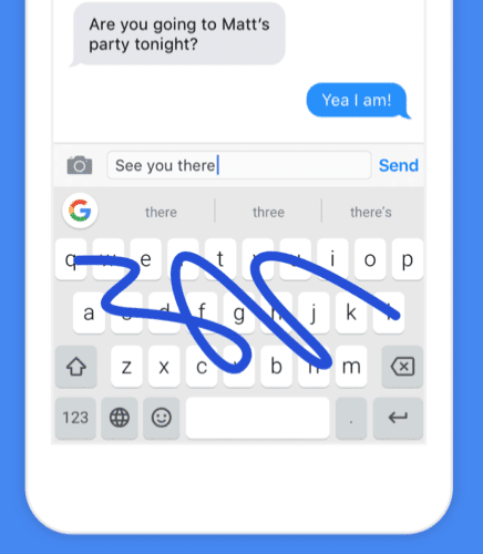 Ierakstīšana ar slīdēšanu Gboard ierīcē iPhone