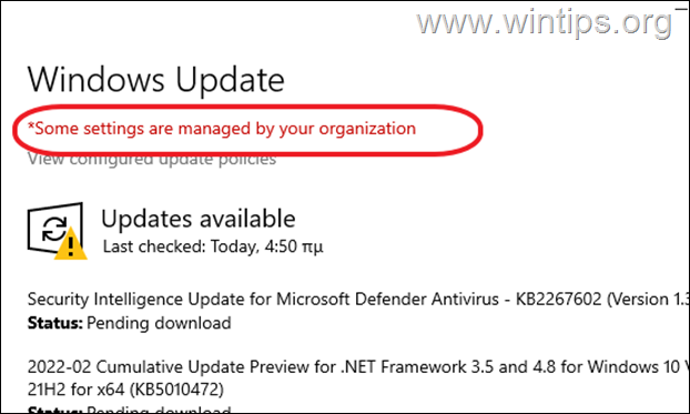 การแก้ไข: การตั้งค่าบางอย่างได้รับการจัดการโดยองค์กรของคุณใน Windows Update