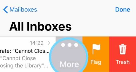 Mail-App-Mehr-Taste beim Wischen auf dem iPhone oder iPad