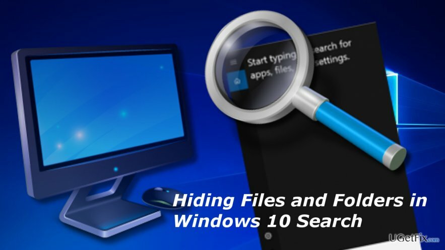 המחשה של חיפוש Windows 10 עם פריטים מוסתרים