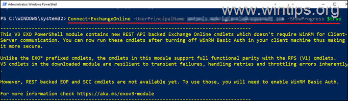 Připojte se k Exchange Online PowerShell