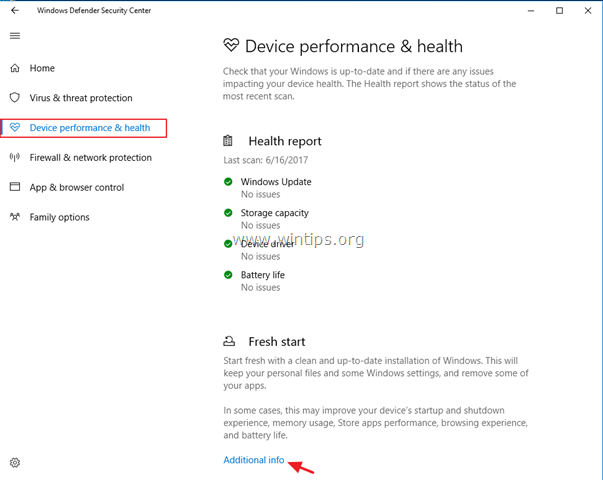 värske käivitamine windows 10