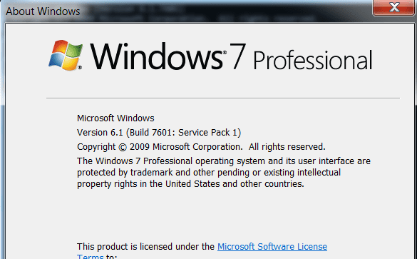 información del service pack de windows 7