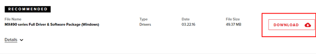 MX490 სერიის სრული დრაივერი და პროგრამული პაკეტი Windows