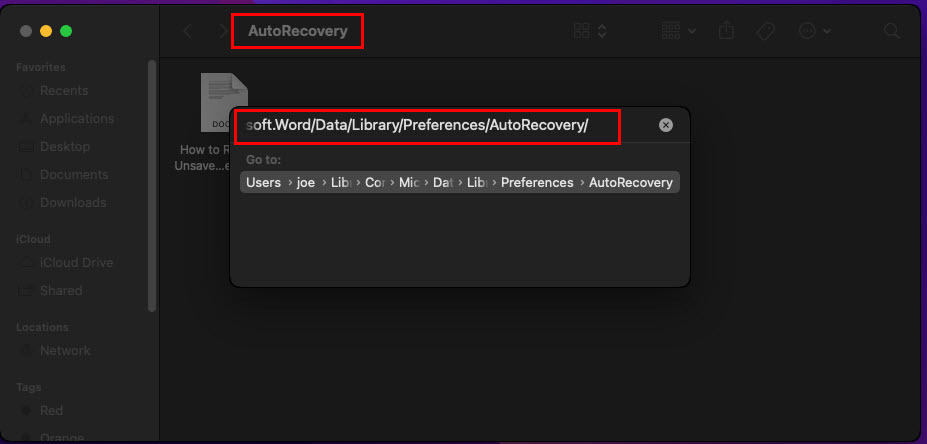 So verwenden Sie den Ordner „Gehe zu“, um auf AutoRecovery in macOS zuzugreifen