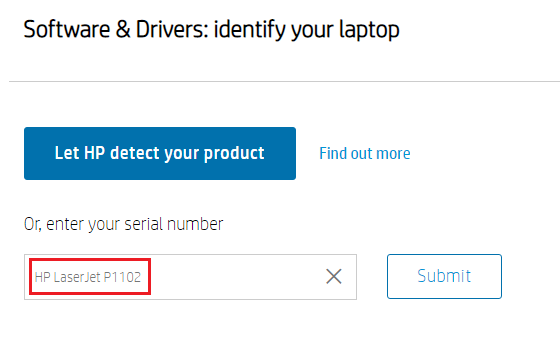 digitare e cercare il numero del dispositivo HP