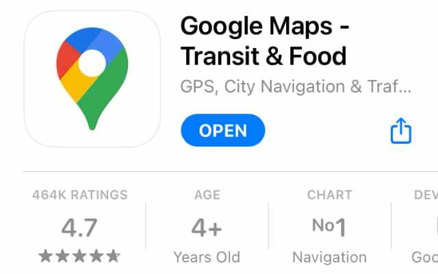 Google Maps nell'App Store