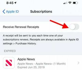 Interrompi le e-mail di rinnovo dell'abbonamento da Apple