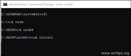 Installer Service nssm